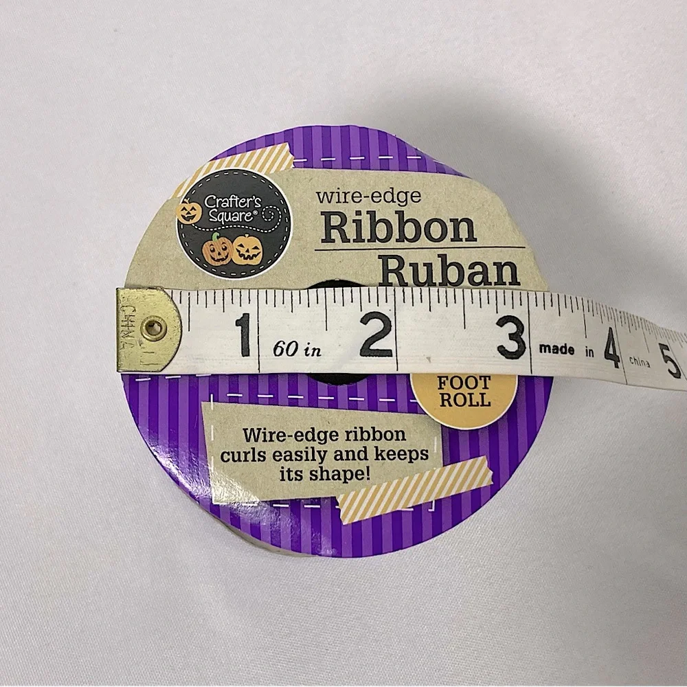 Crafter’s Square Metallic Glittery Black Wire Edged Craft Ribbon 2.5” x 108”